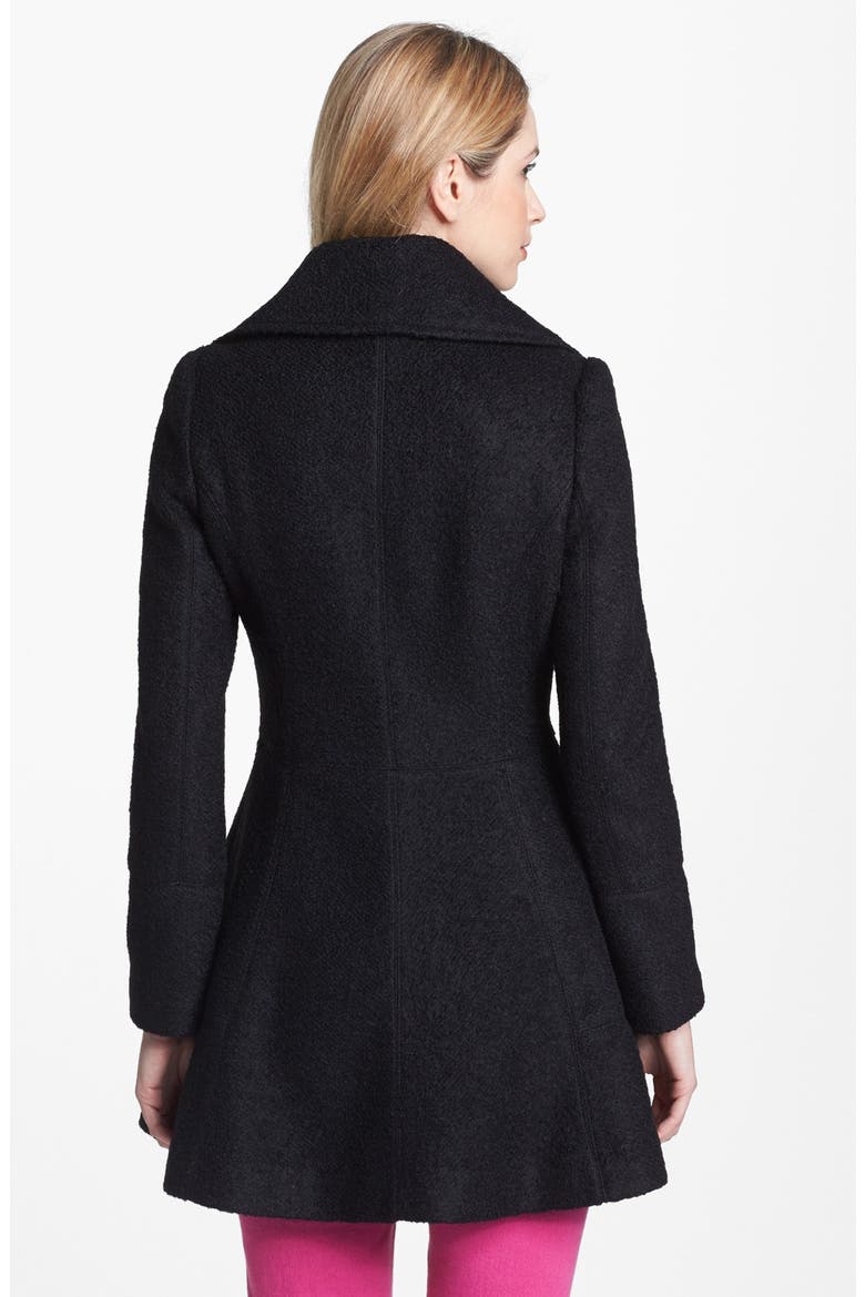 Double Breasted Bouclé Coat, Alternate, color, BLACK