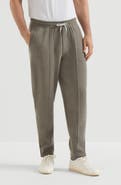 Brunello Cucinelli Cashmere double knit trousers with crête detail and elasticated zipper cuffs