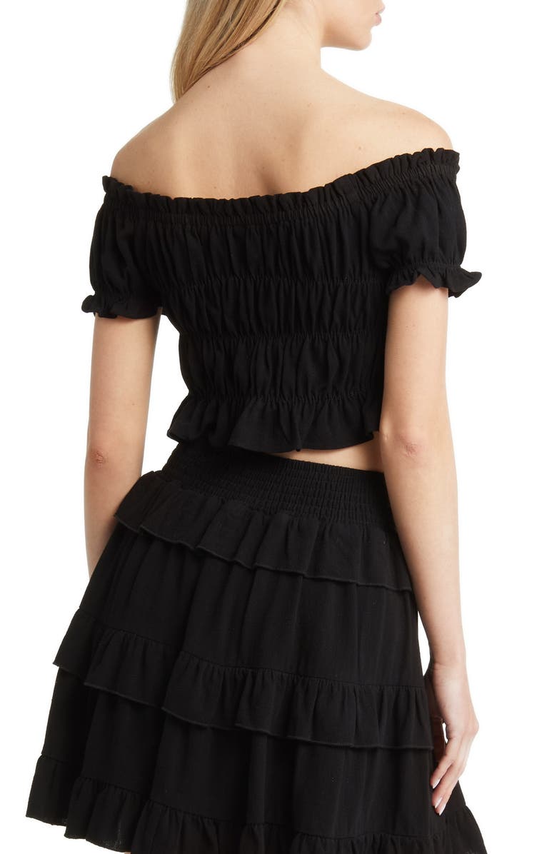 BP. Smocked Off the Shoulder Top, Alternate, color, 