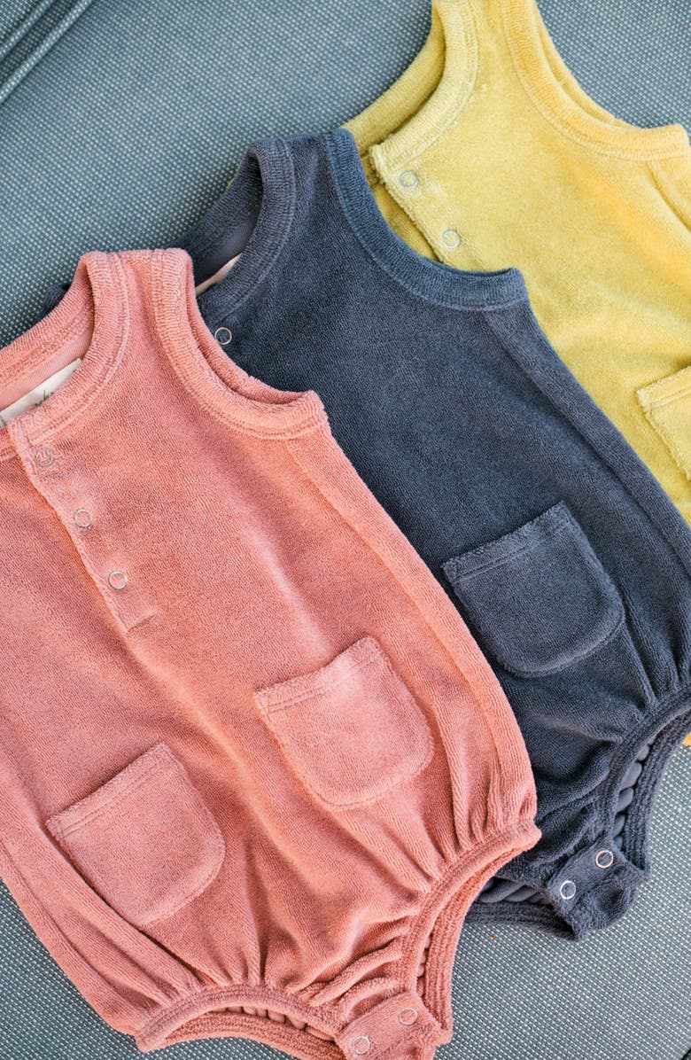 Pehr Classic Terry Bubble Romper, Alternate, color, Ocean