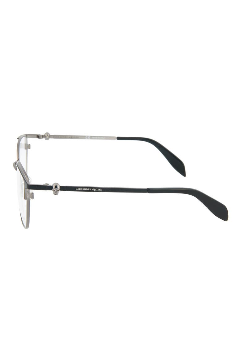 Alexander McQueen 52mm Square Optical Frames, Alternate, color, SHINY DK RUTHM MATTE BLK/ TRN