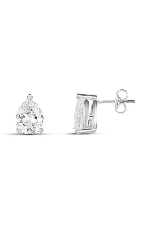 Pear Shape Prong Set Stud Earrings