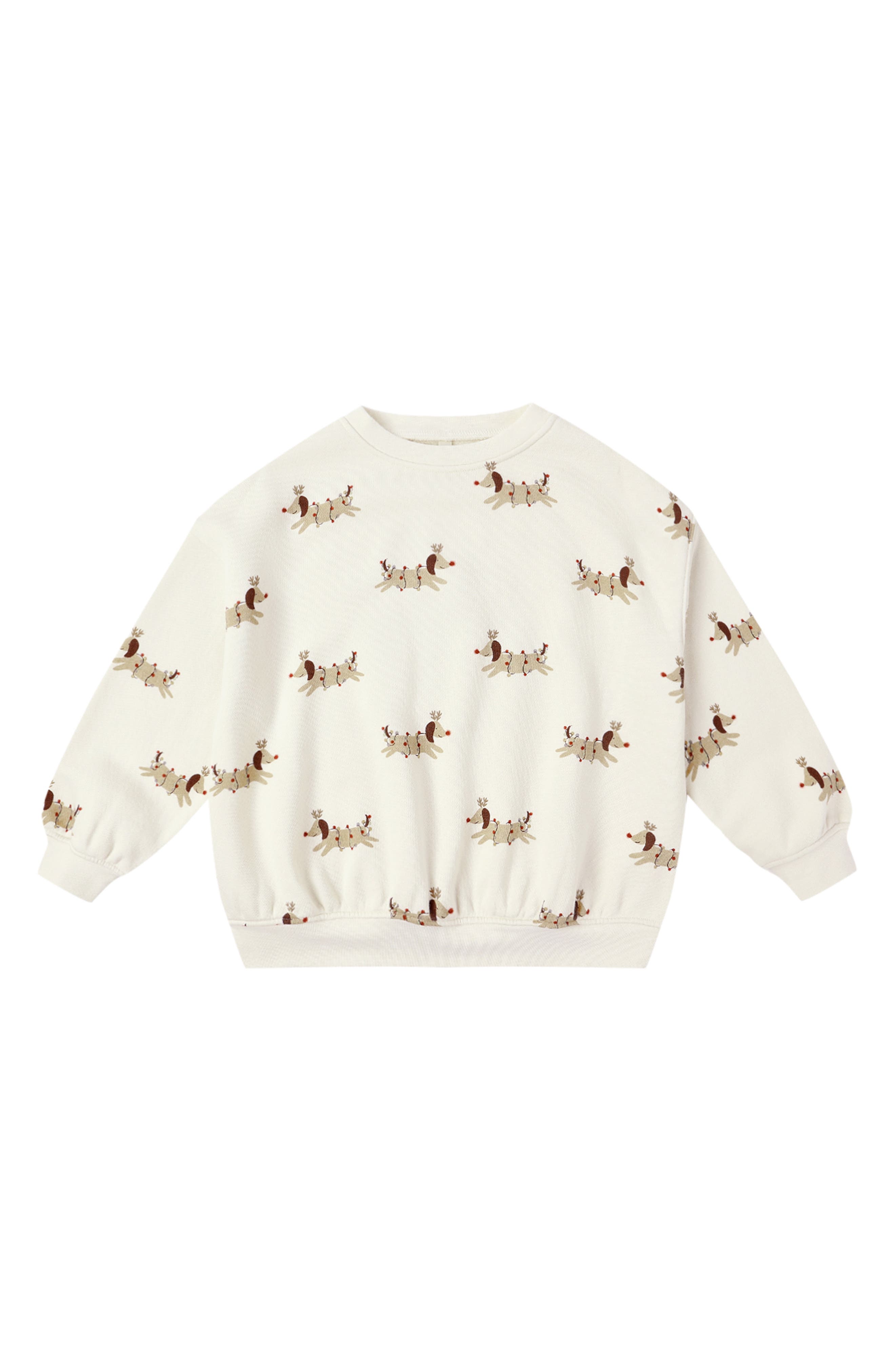 Christmas Dog Print Relaxed Cotton Blend Fleece Sweatshirt