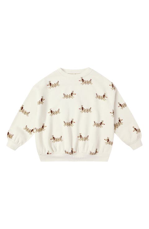 Christmas Dog Print Relaxed Cotton Blend Fleece Sweatshirt (Baby)