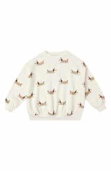 Christmas Dog Print Relaxed Cotton Blend Fleece Sweatshirt