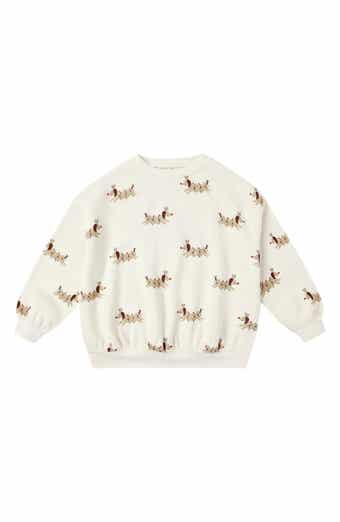 Christmas Dog Print Relaxed Cotton Blend Fleece Sweatshirt