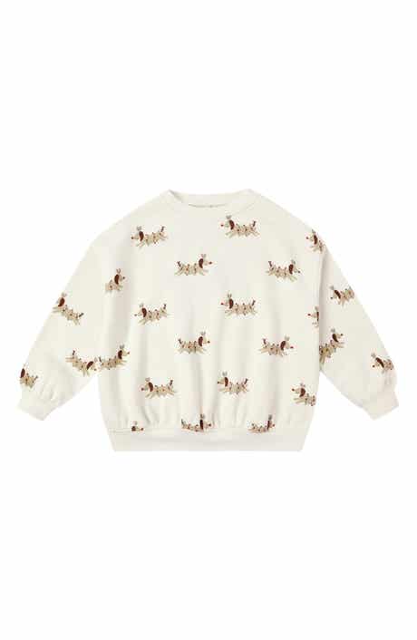Christmas Dog Print Relaxed Cotton Blend Fleece Sweatshirt