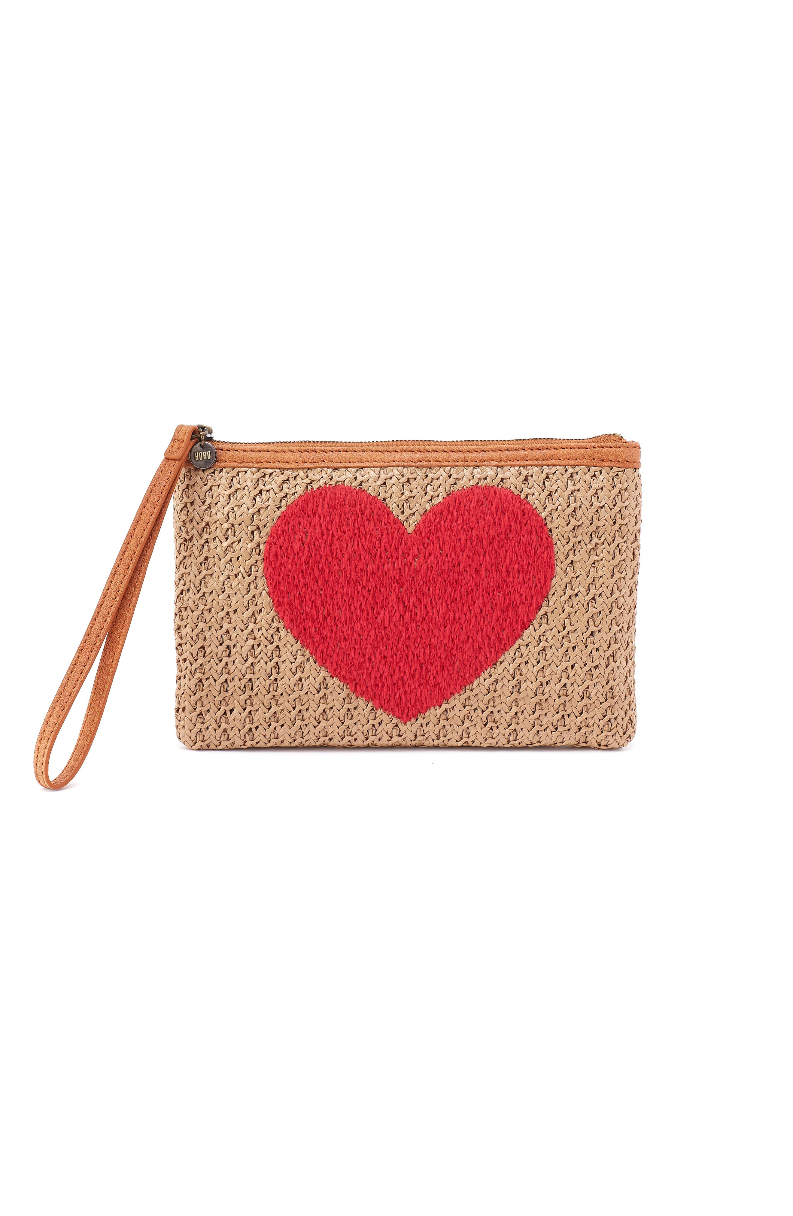 HOBO Heart Straw Pouch, Main, color, Meadow Woven Straw