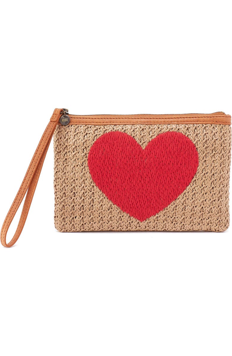 HOBO Heart Straw Pouch, Main, color, Meadow Woven Straw