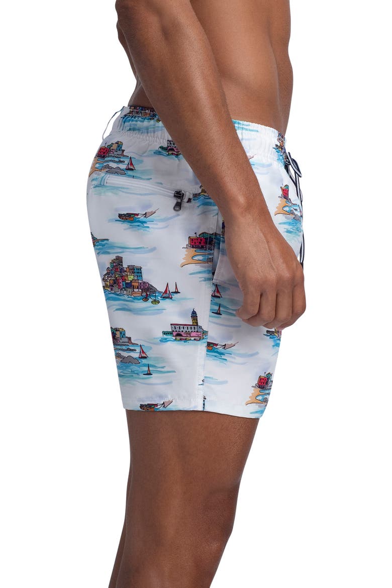 Ocean Scene Swim Trunks, Alternate, color, WHITE