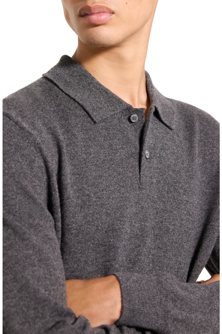Goris Cashmere Polo Sweater, Alternate, color, CHARCOAL MELANGE