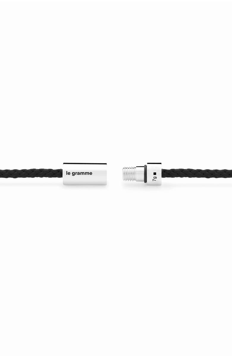 le gramme Men's 7G Polished Sterling Silver Black Rope Bracelet, Alternate, color, 