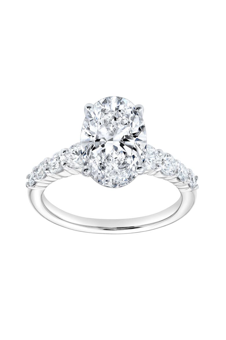 Julia 14K White Gold Oval Lab Grown Diamond Engagement Ring - 3.7 Ct, Main, color, 14K White Gold