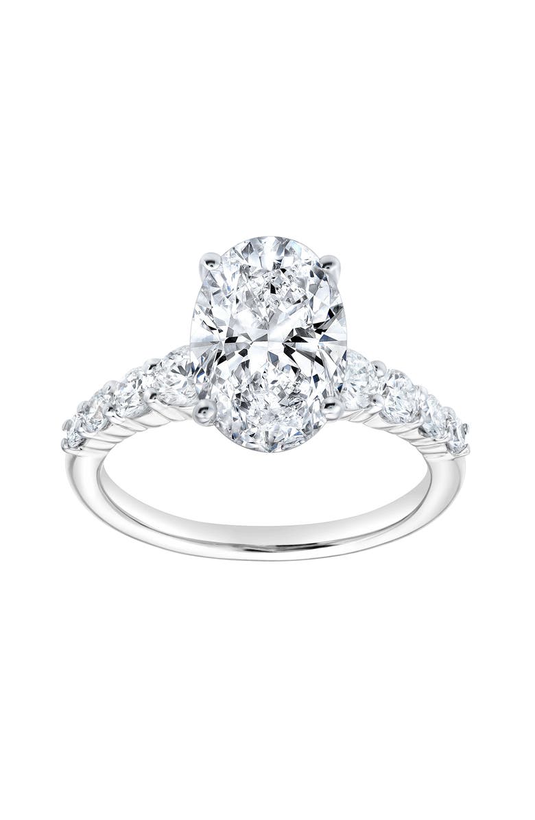 LuvMyJewelry Julia 14K White Gold Oval Lab Grown Diamond Engagement Ring - 3.7 Ct, Main, color, 14K White Gold