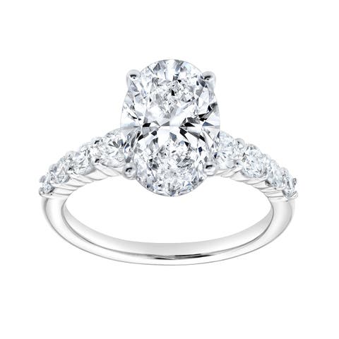 Julia 14K White Gold Oval Lab Grown Diamond Engagement Ring - 3.7 Ct