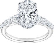 LuvMyJewelry Julia 14K White Gold Oval Lab Grown Diamond Engagement Ring - 3.7 Ct