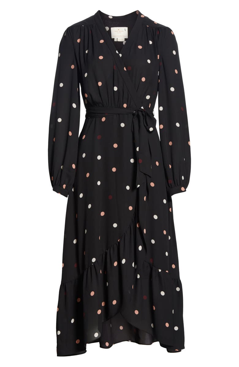Kate Spade New York bakery dot midi wrap dress, Alternate, color, 