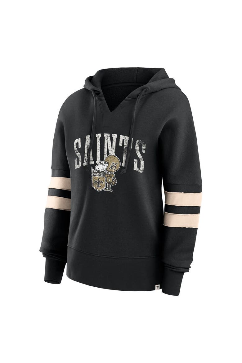 Women's Fanatics Branded Black New Orleans Saints Bold Move Dolman V-Neck Pullover Hoodie, Alternate, color, Black