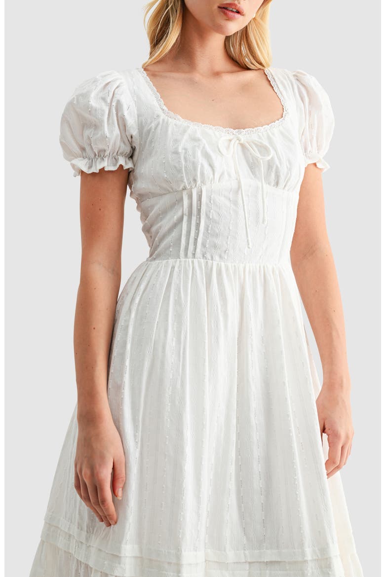 Pintuck Cotton Dobby Midi Dress, Alternate, color, WHITE