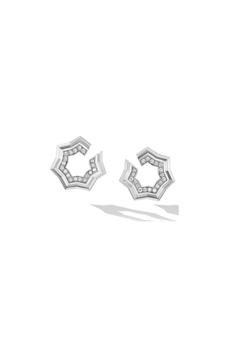 Zig Zag Stax Pavé Diamond Hoop Earrings, Alternate, color, STERLING SILVER