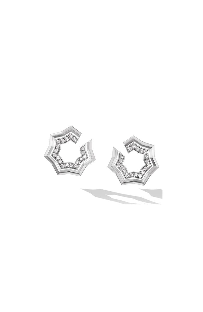 David Yurman Zig Zag Stax Pavé Diamond Hoop Earrings, Alternate, color, Sterling Silver