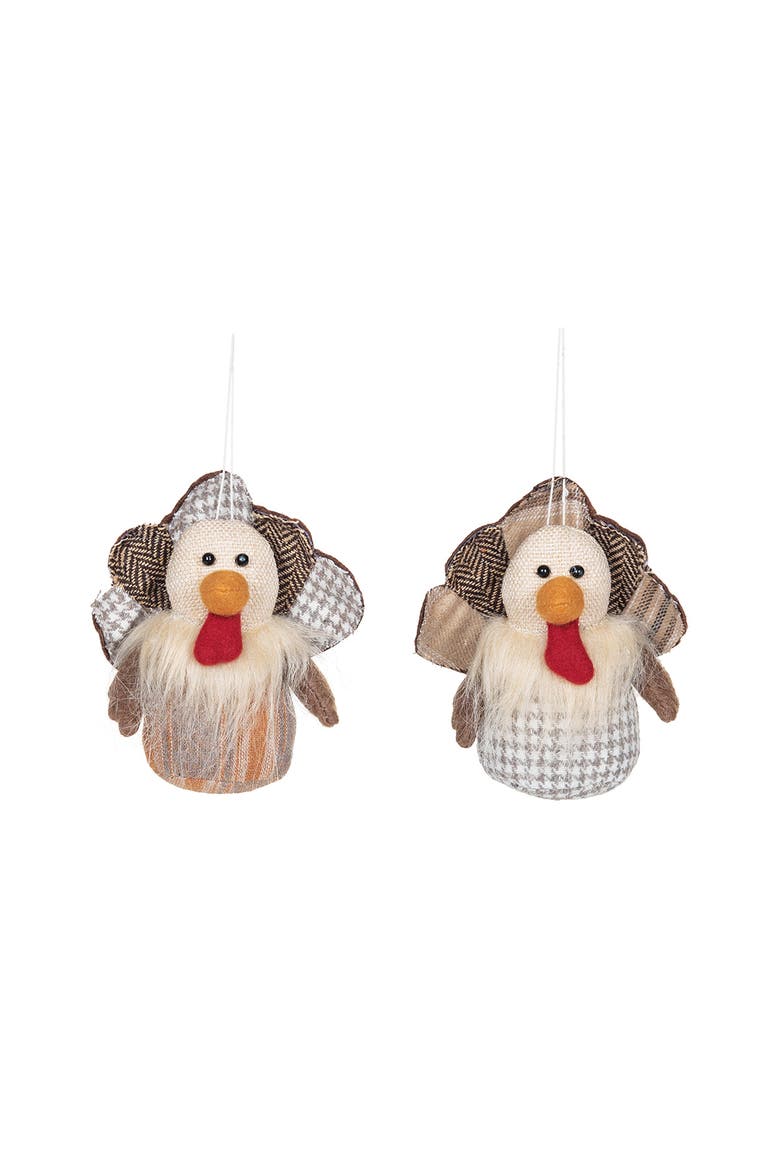 Fabric Turkey Ornament A/2, Main, color, Brown