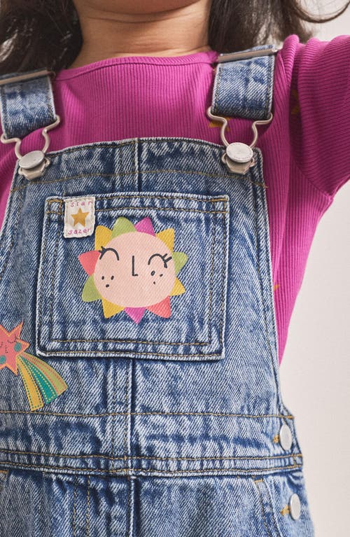 Next Kids' Print T-shirt, Denim Overalls & Socks Set In Blue