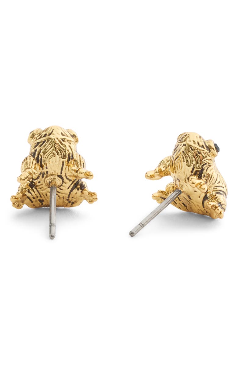 COACH Brushed Frog Stud Earrings, Alternate, color, Shiny Gold