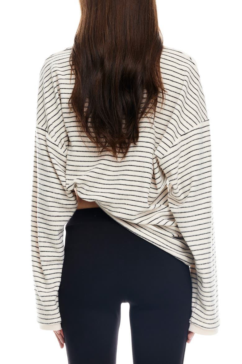 Bry Stripe Oversize Velour Top, Alternate, color, CREAM NOIR STRIP