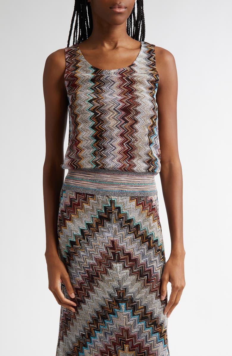 Missoni Metallic ZIgzag Sweater Tank, Main, color,