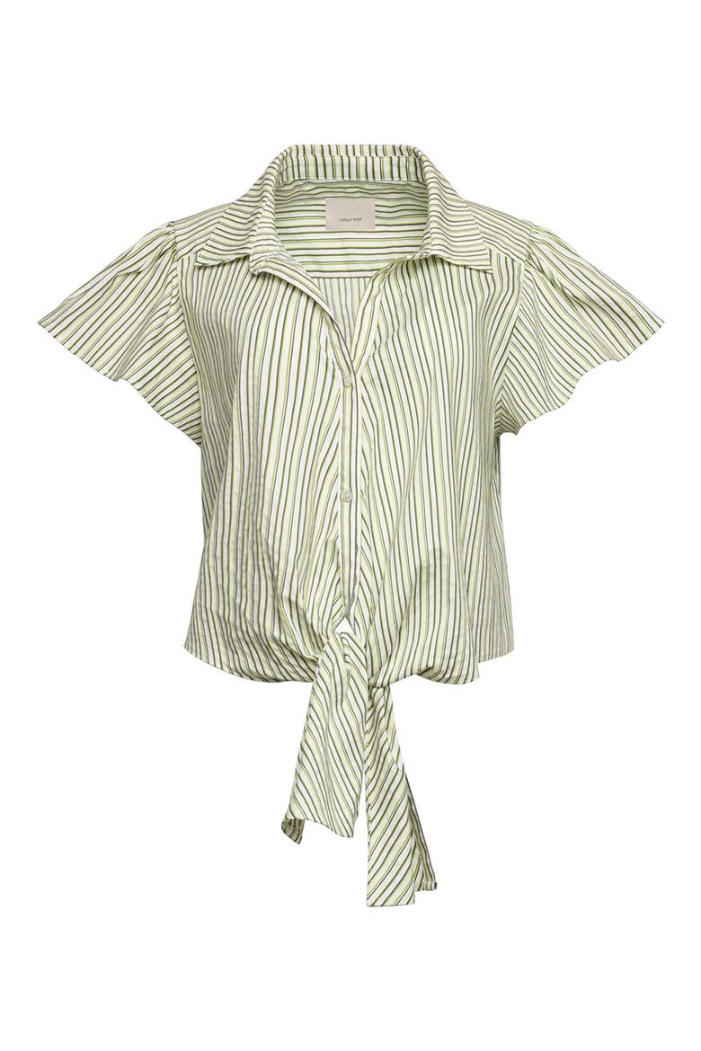 Sophie Stripe Flutter Sleeve Maria Shirt, Alternate, color, IVORY/ LIME