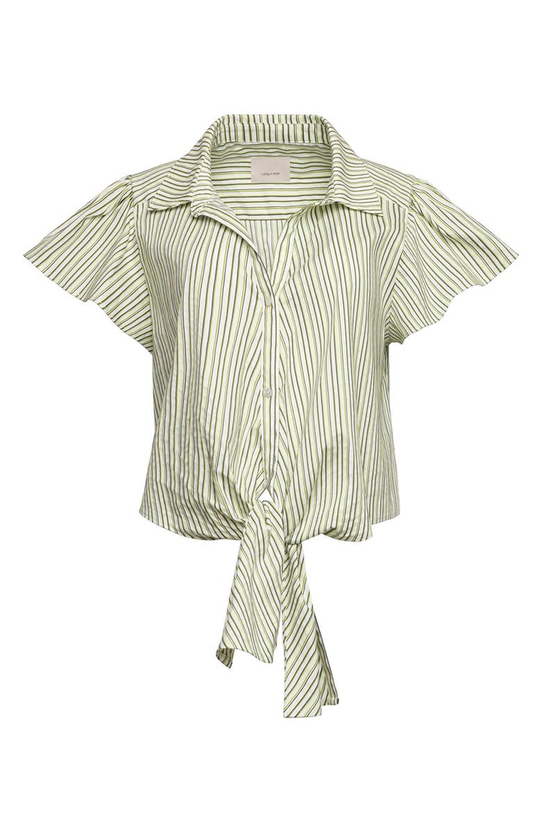 Cinq à Sept Sophie Stripe Flutter Sleeve Maria Shirt, Alternate, color, Ivory/ Lime