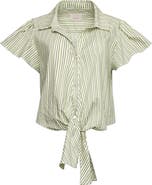 Cinq à Sept Sophie Stripe Flutter Sleeve Maria Shirt