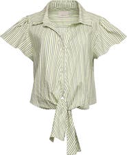 Cinq à Sept Sophie Stripe Flutter Sleeve Maria Shirt