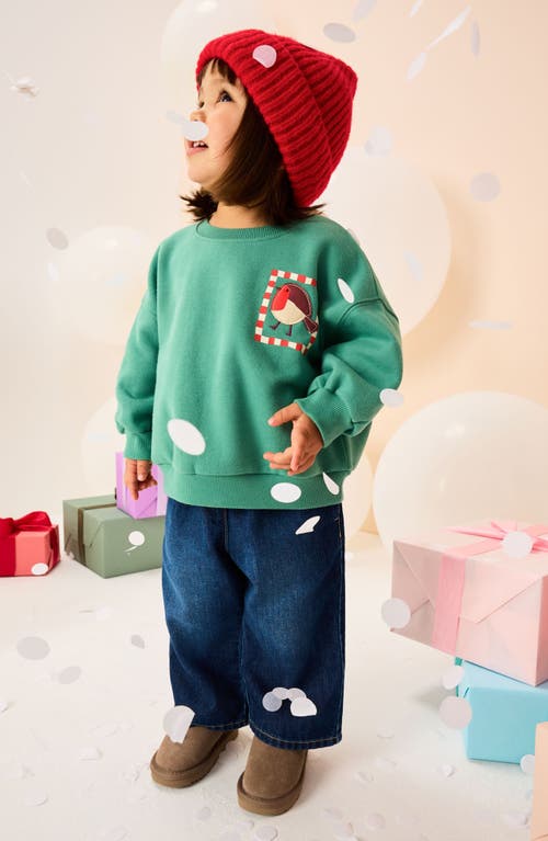 Next Kids' Christmas Cotton Blend Sweatshirt In Green