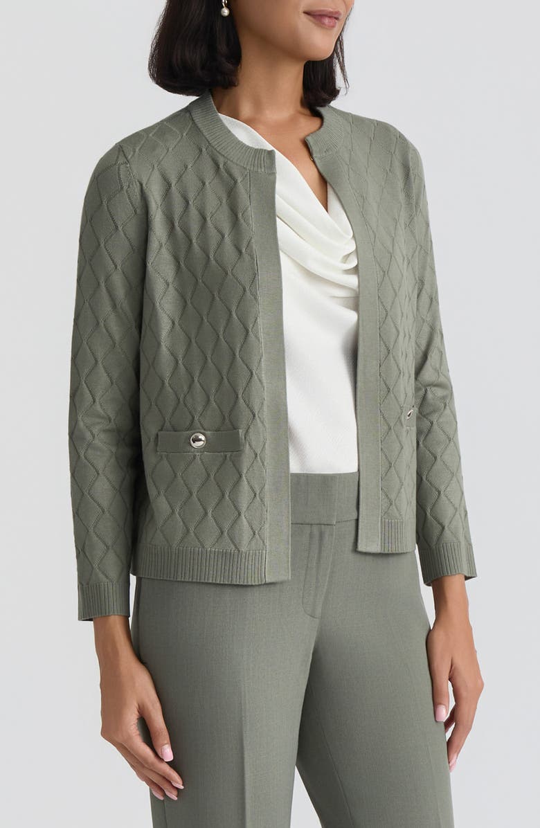 KASPER Diamond Stitch Cardigan, Alternate, color,