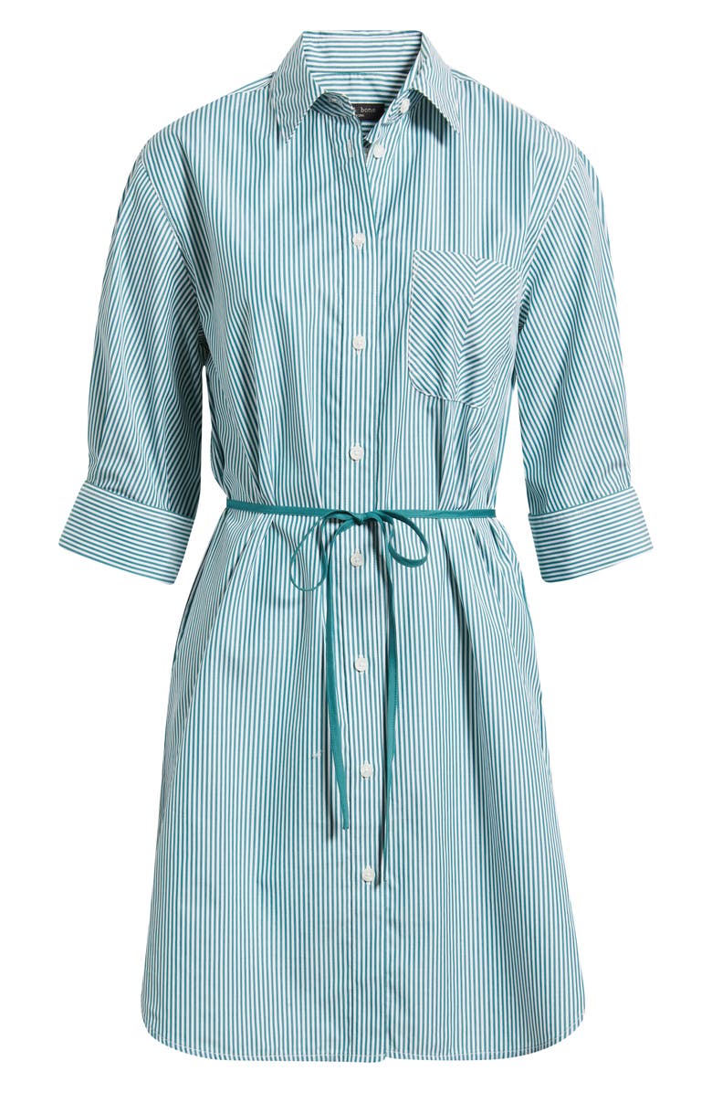 rag & bone Lucia Stripe Mini Shirtdress, Alternate, color, Teal Stripe