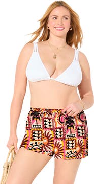 Swimsuits for All Cotton Tie-Front Cover Up Shorts