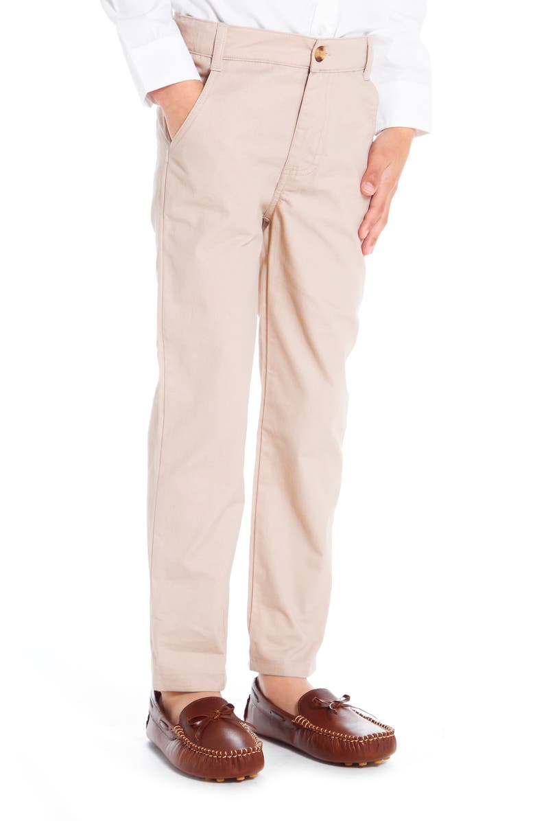 Andy & Evan Kids' Stretch Twill Pants, Alternate, color, Beige