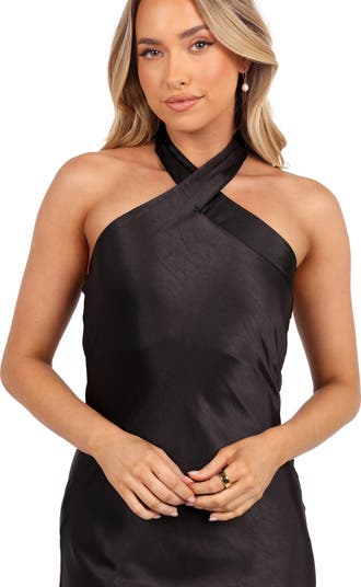 Grasie Halter Satin Maxi Dress