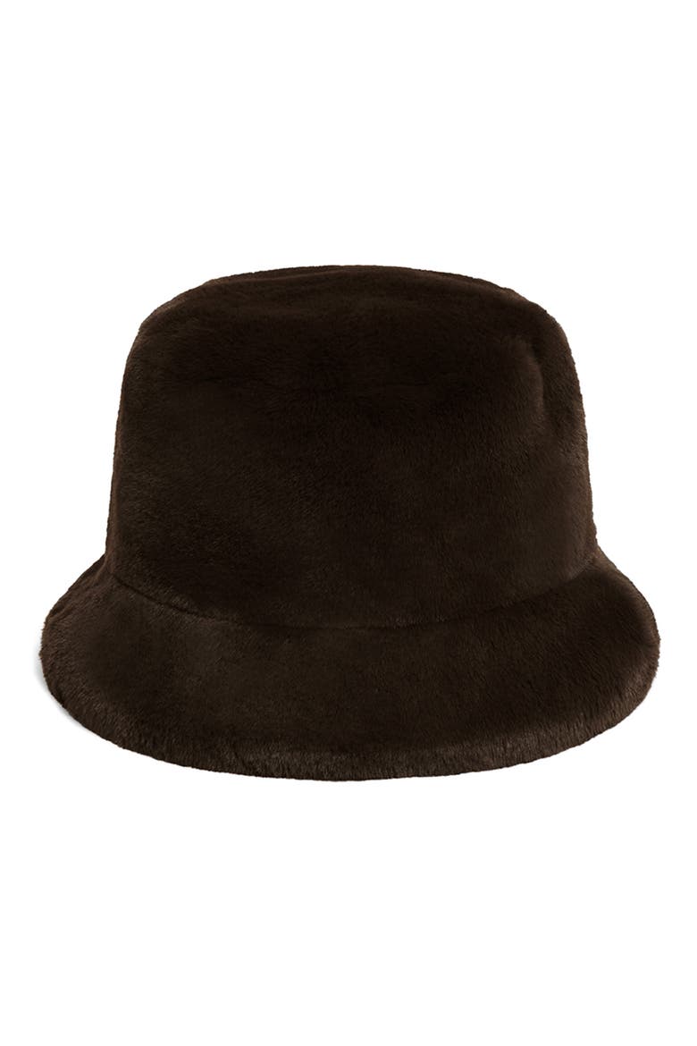 Amara Pluche™ Faux Fur Bucket Hat, Main, color, ESPRESSO