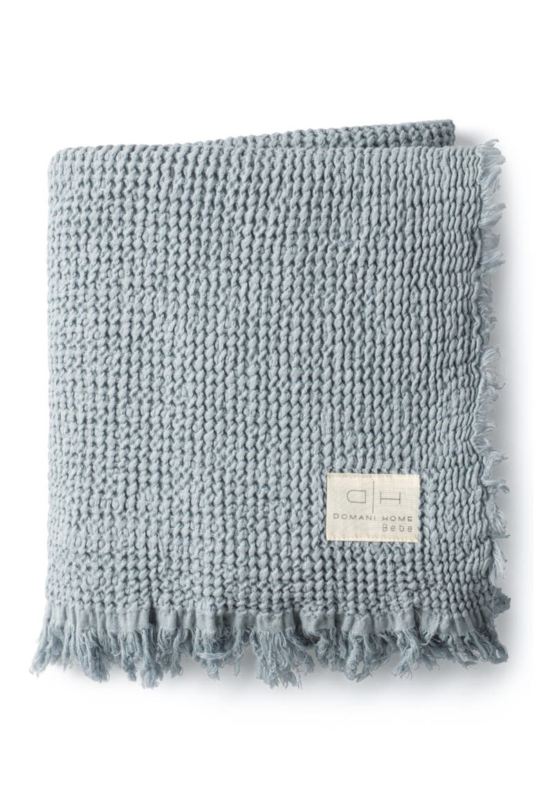 Waffle Cotton Muslin Baby Blanket, Main, color, BLUE