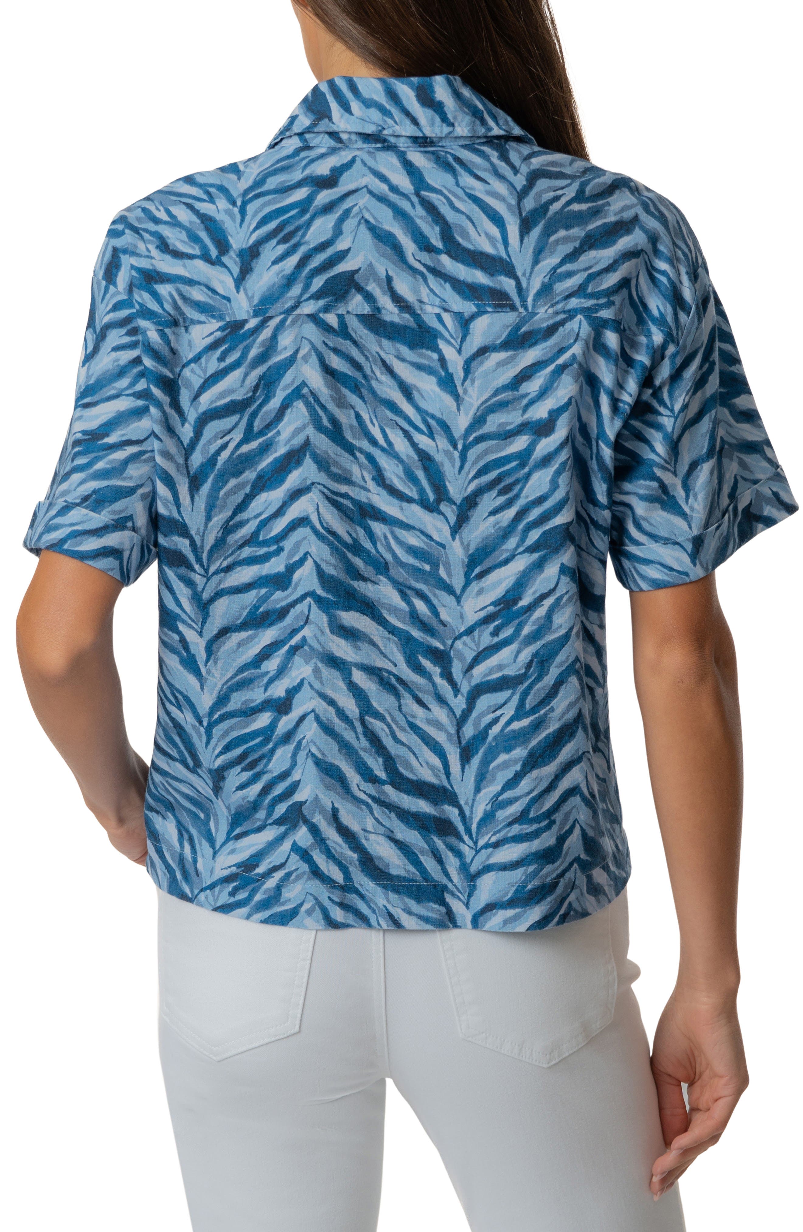 Aida Stretch Cotton Blend Short Sleeve Button-Up Top - image 4