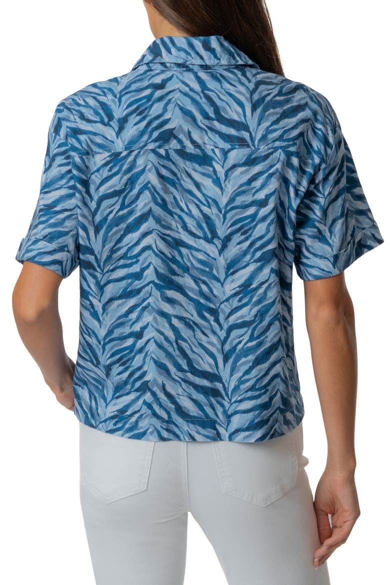 Aida Stretch Cotton Blend Short Sleeve Button-Up Top, Alternate, color, WOLVER HAMPTON NAVY