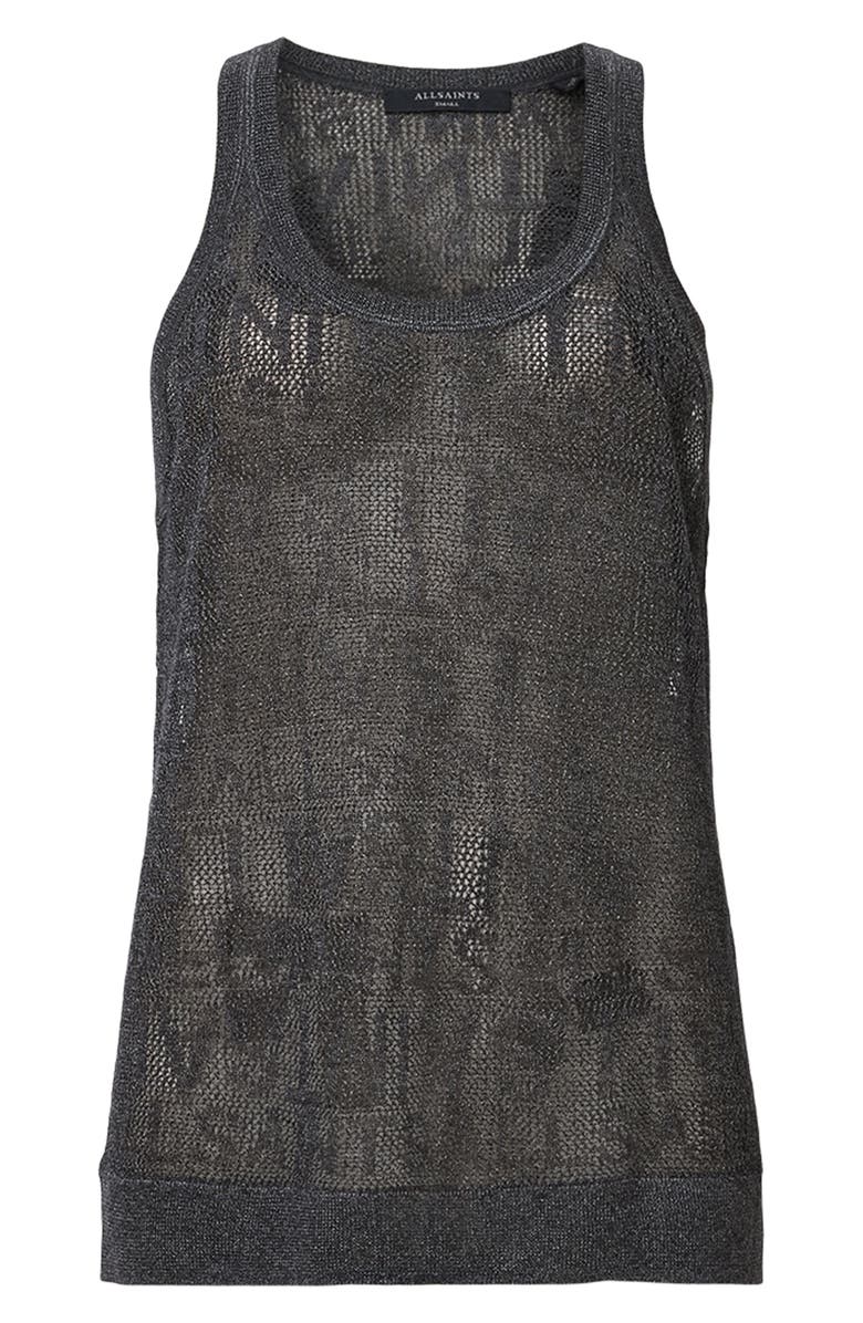 AllSaints Kaito Open Stitch Tank, Alternate, color, Carbon Grey