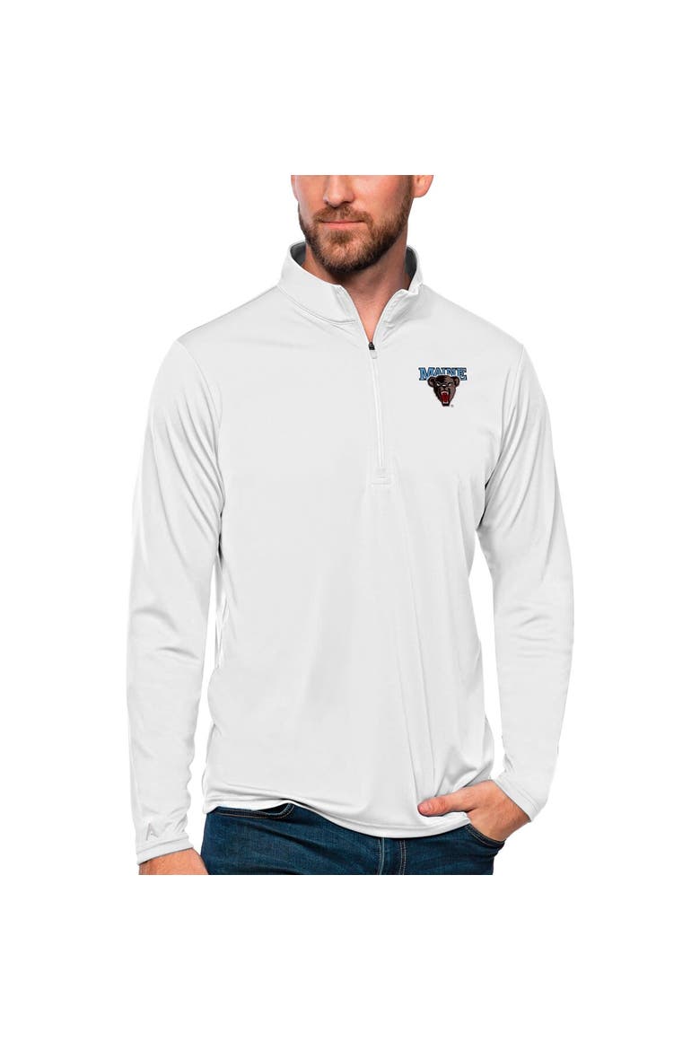 Men's Antigua White Maine Black Bears Tribute Quarter-Zip Top, Alternate, color, White