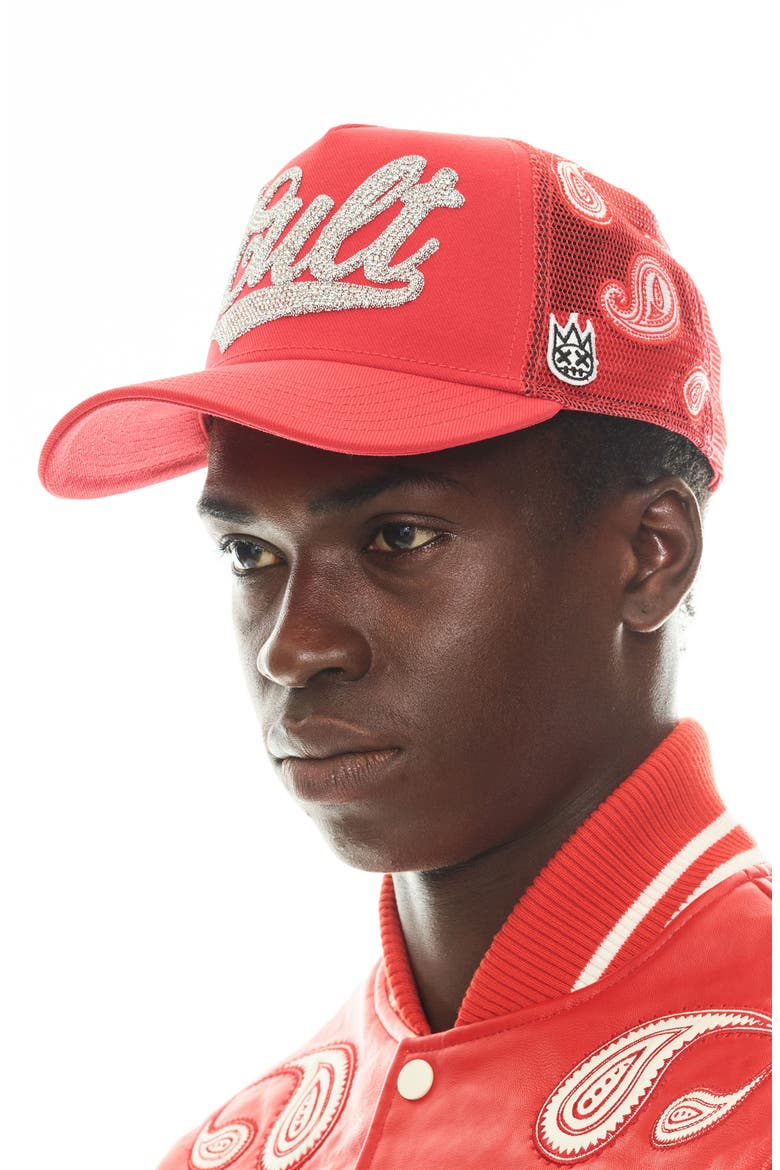 Crystal Logo Trucker Hat, Alternate, color, RED