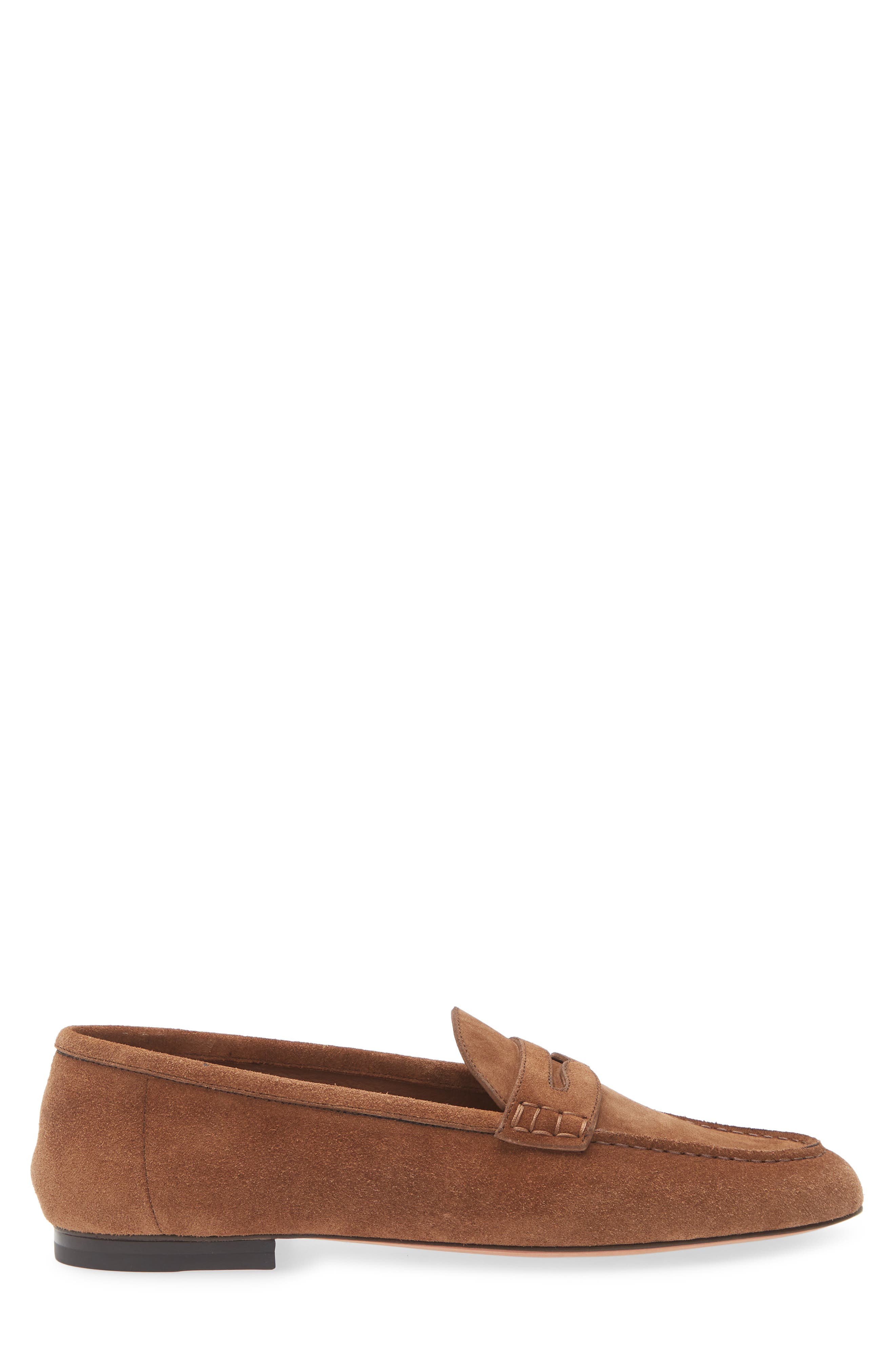 Ralph Lauren Purple Label Collins Suede Penny Loafer, Alternate, color, Chesnut Brown