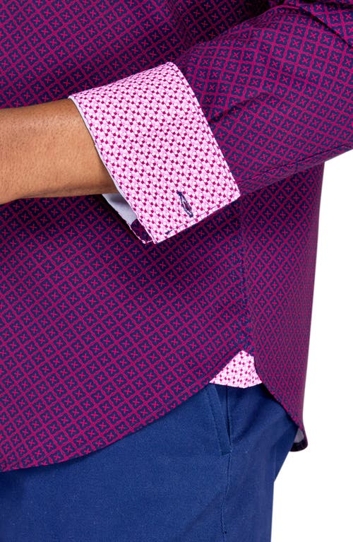 Construct Short Sleeve Geo Woven Long Sleeve Shirt In Red/blue