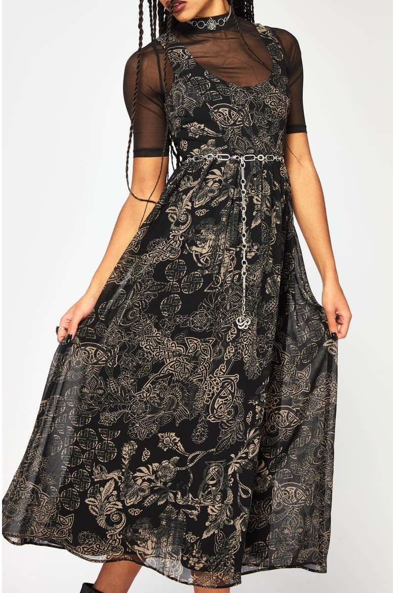 Surge Celtic Print Cami Midaxi Dress, Alternate, color, Black
